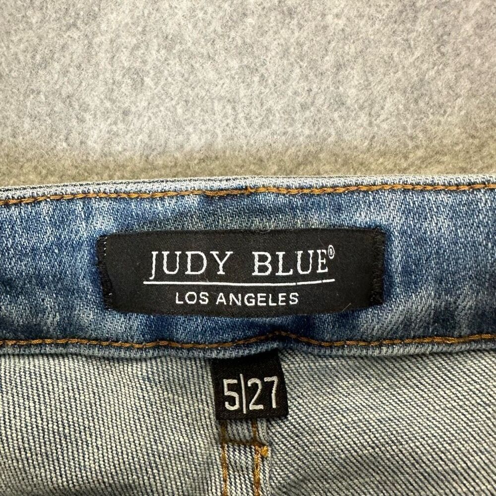 Judy Blue Women’s Size 27 Control Top Skinny Jeans Medium Wash Denim Distressed - Picture 2 of 11